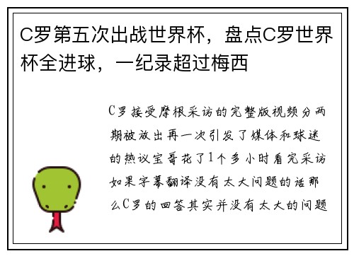 C罗第五次出战世界杯，盘点C罗世界杯全进球，一纪录超过梅西